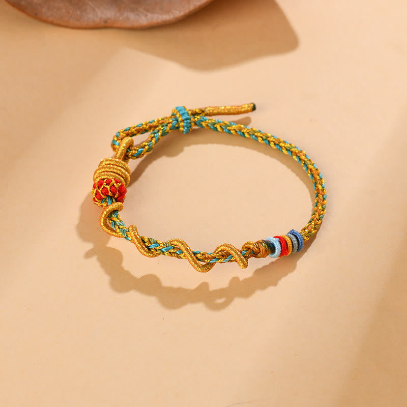 Buntes Schlangendrachen-Armband mit Glücksbringer „Jahr der Schlange“