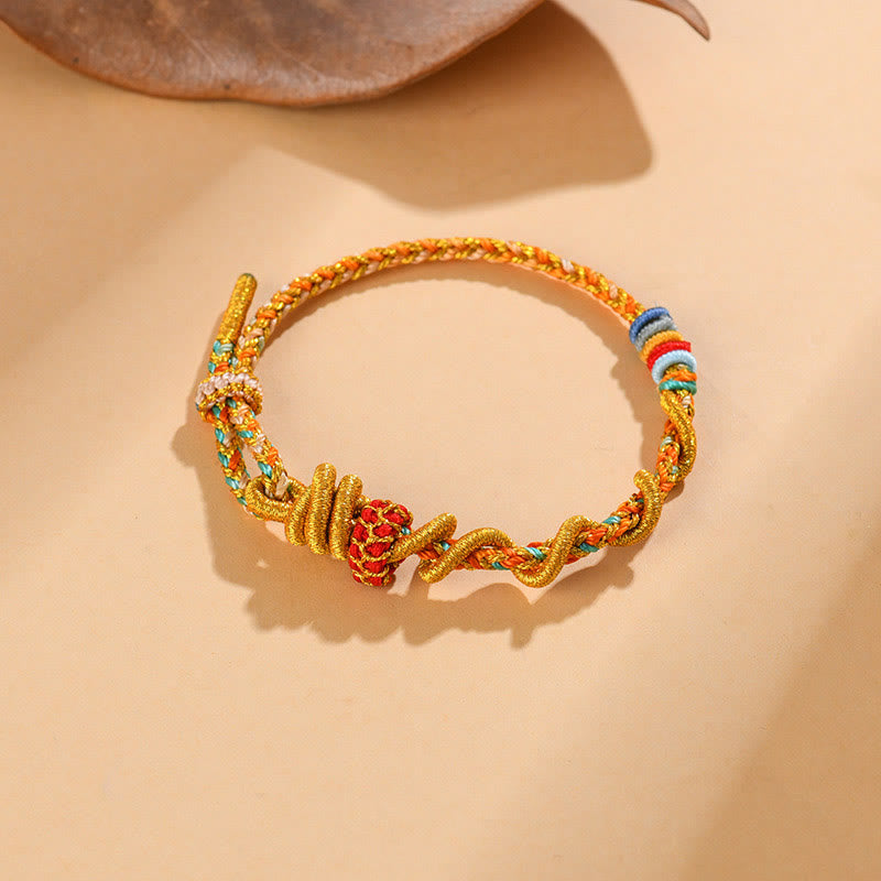 Buntes Schlangendrachen-Armband mit Glücksbringer „Jahr der Schlange“