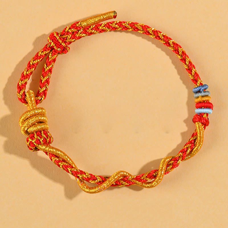 Buntes Schlangendrachen-Armband mit Glücksbringer „Jahr der Schlange“
