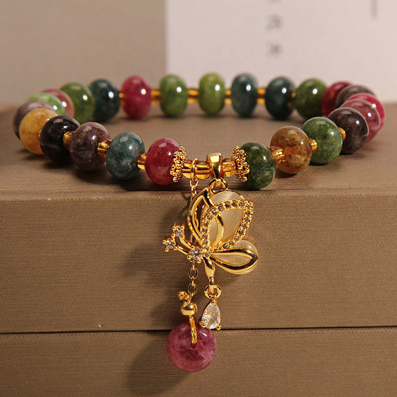 Buntes Turmalin-Schmetterlings-Weisheits-Charm-Armband