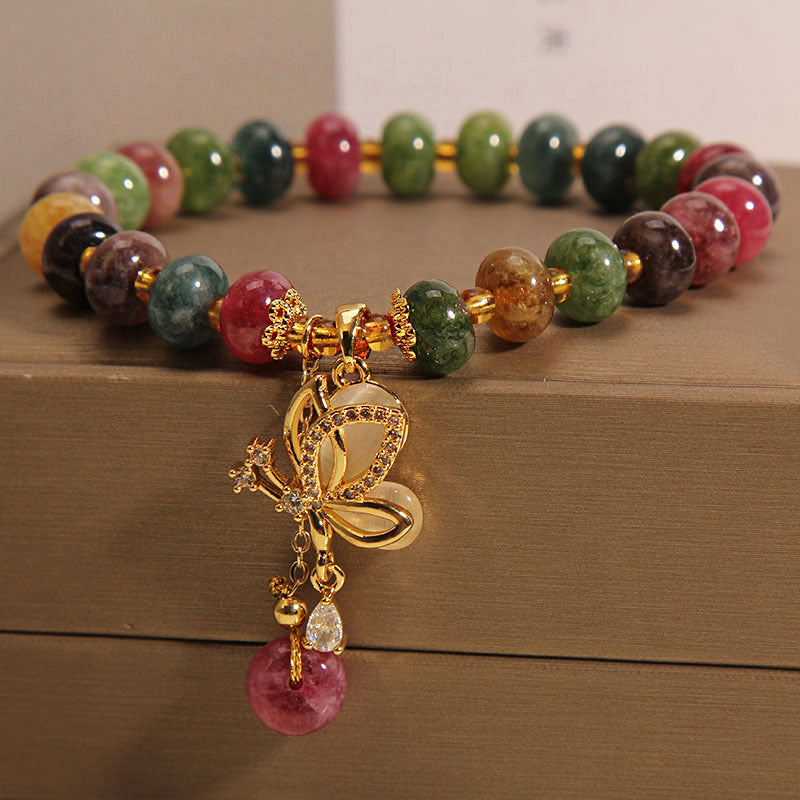 Buntes Turmalin-Schmetterlings-Weisheits-Charm-Armband