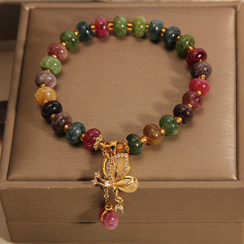 Buntes Turmalin-Schmetterlings-Weisheits-Charm-Armband