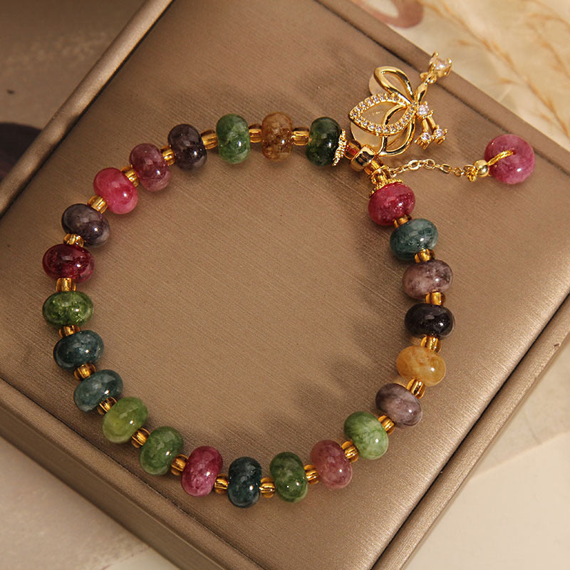 Buntes Turmalin-Schmetterlings-Weisheits-Charm-Armband