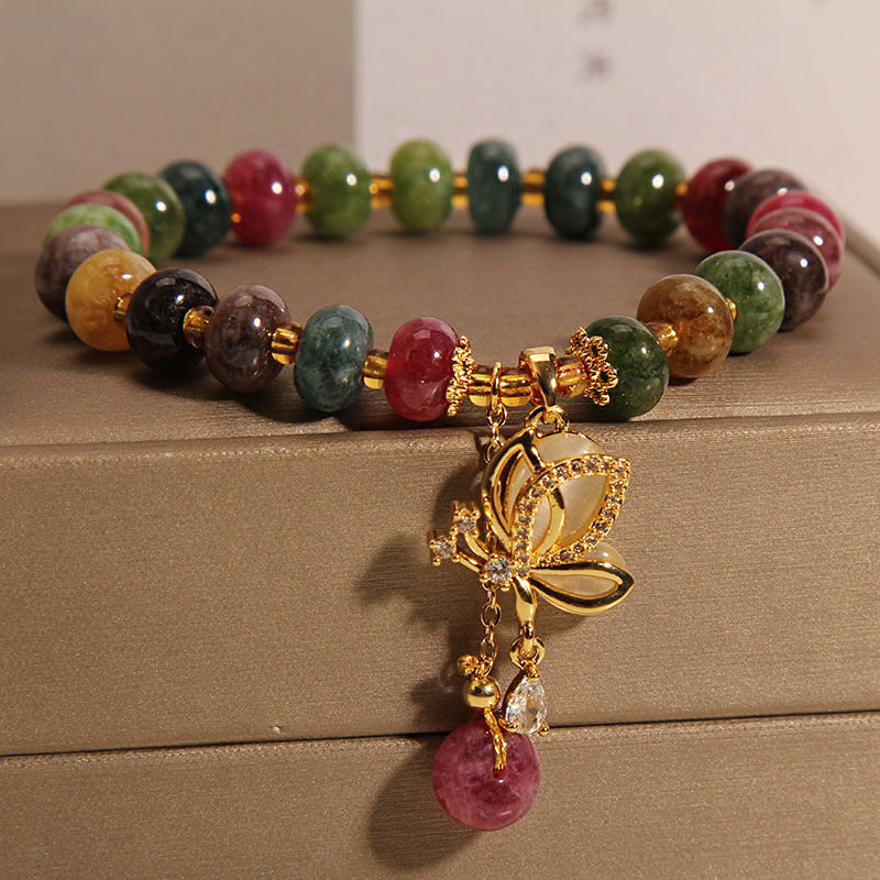 Buntes Turmalin-Schmetterlings-Weisheits-Charm-Armband