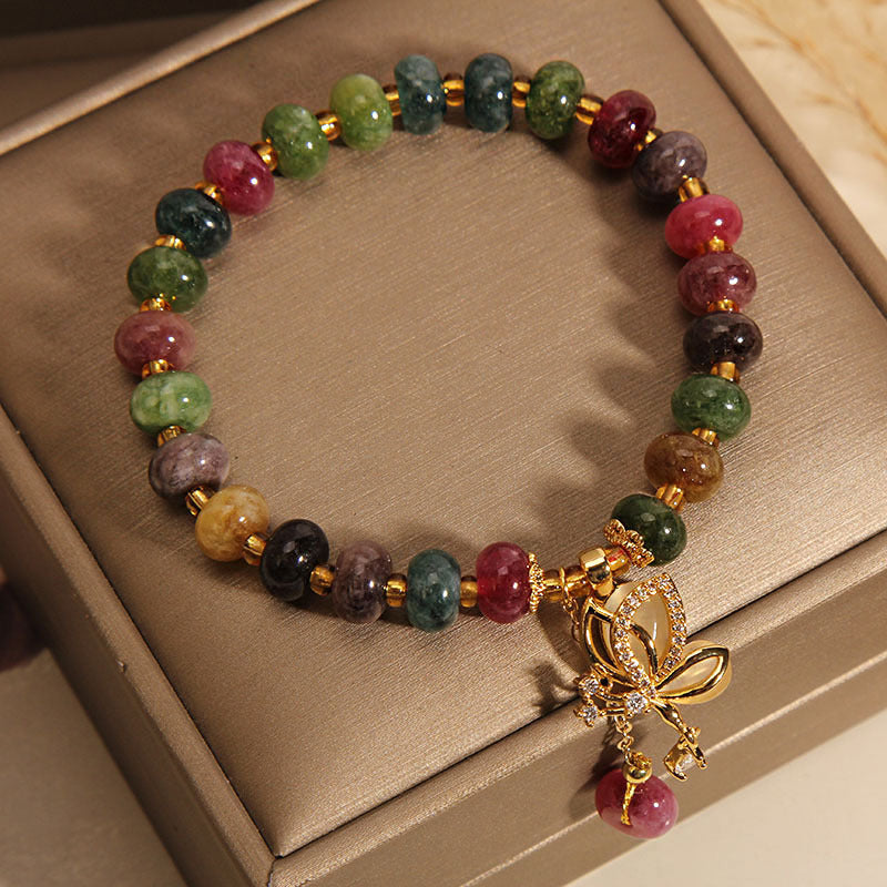 Buntes Turmalin-Schmetterlings-Weisheits-Charm-Armband
