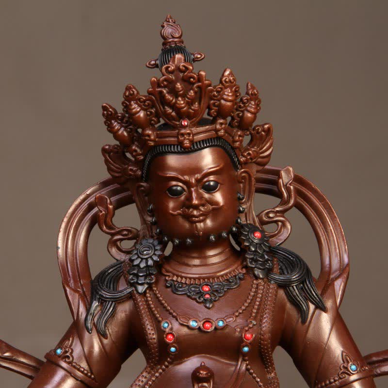 Kompakte Buddha-Statue aus Kupfer | Gelber Jambhala-Bodhisattva, 7 cm