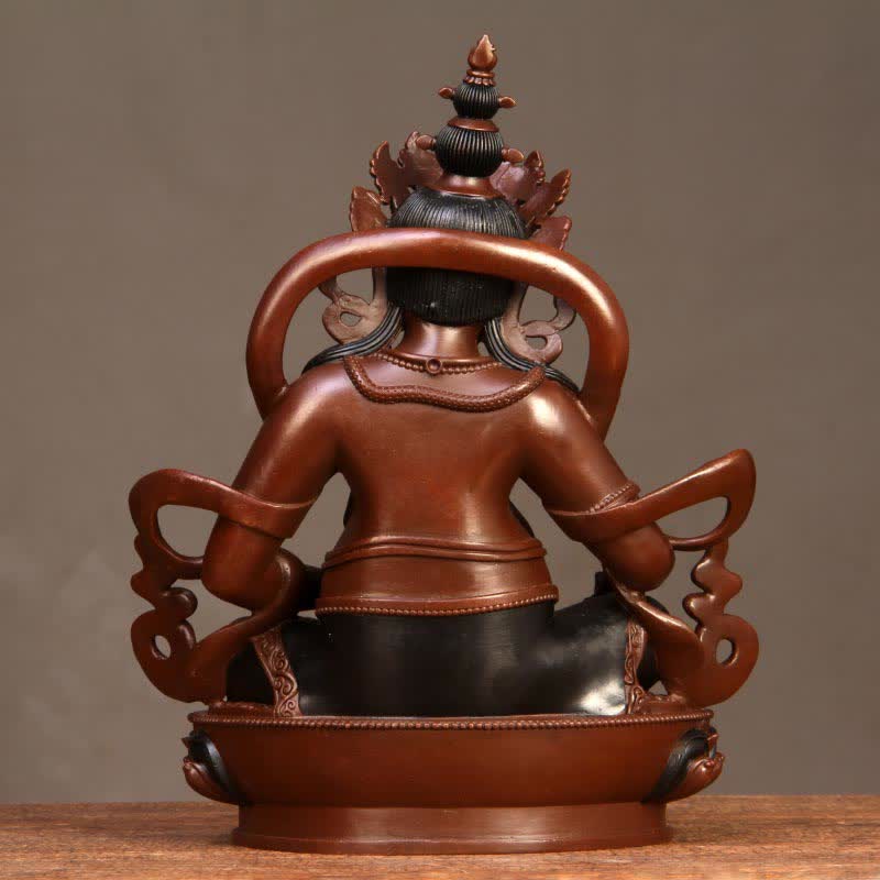 Kompakte Buddha-Statue aus Kupfer | Gelber Jambhala-Bodhisattva, 7 cm