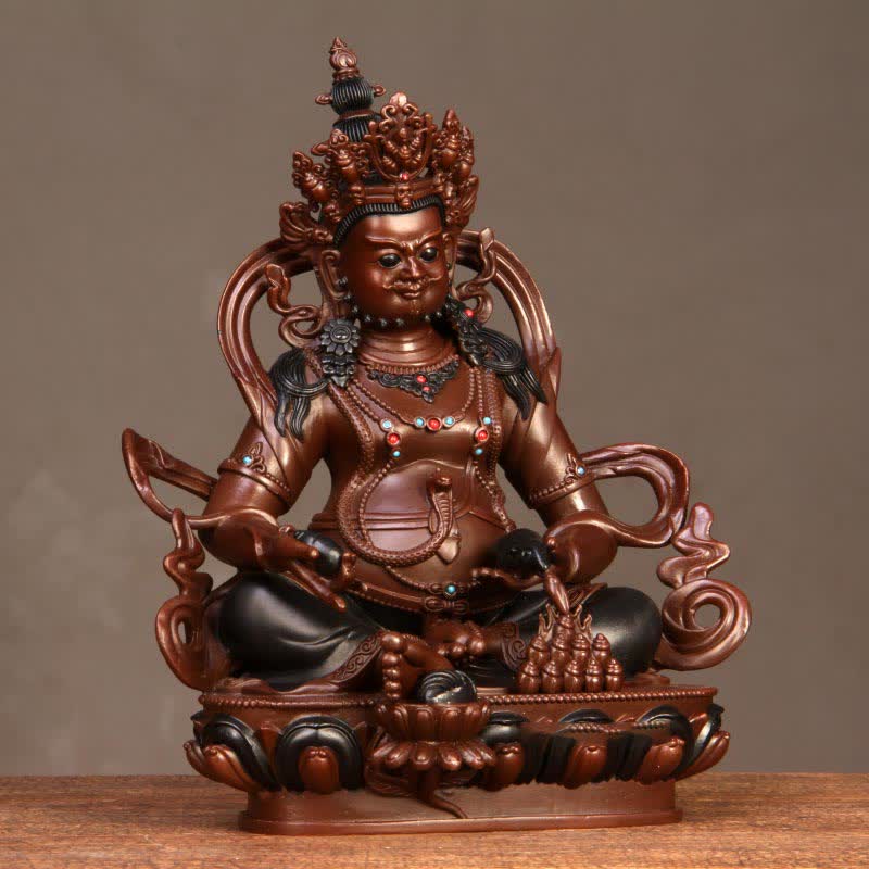 Kompakte Buddha-Statue aus Kupfer | Gelber Jambhala-Bodhisattva, 7 cm