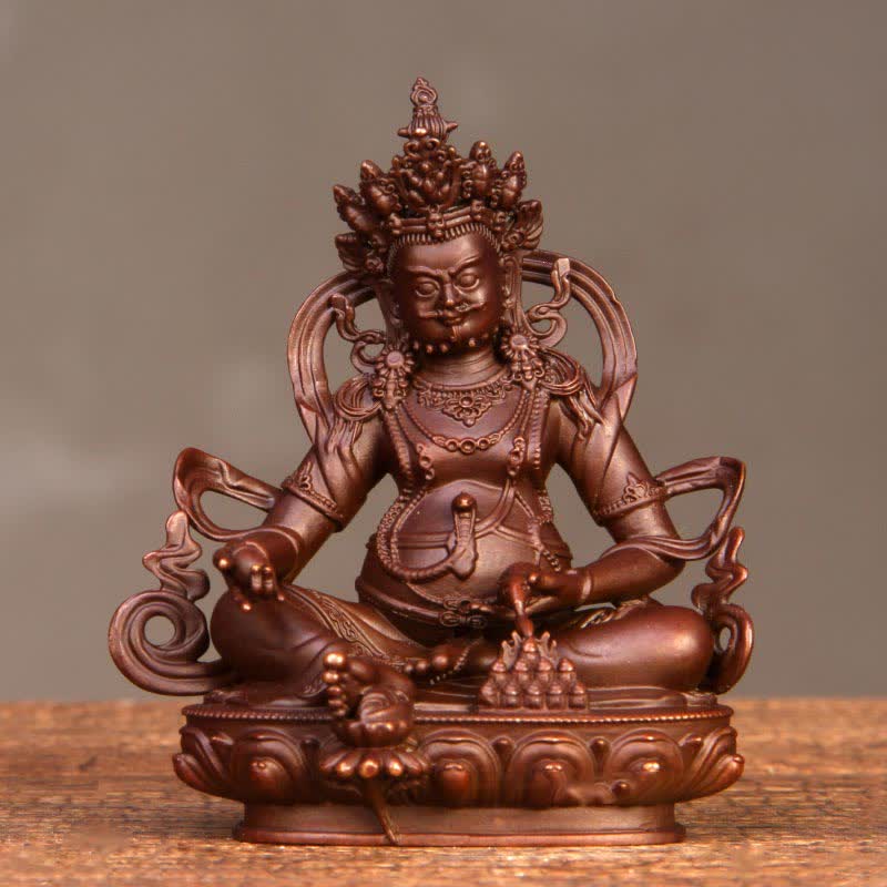 Kompakte Buddha-Statue aus Kupfer | Gelber Jambhala-Bodhisattva, 7 cm