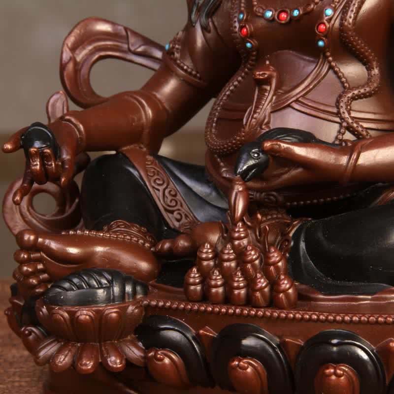 Kompakte Buddha-Statue aus Kupfer | Gelber Jambhala-Bodhisattva, 7 cm