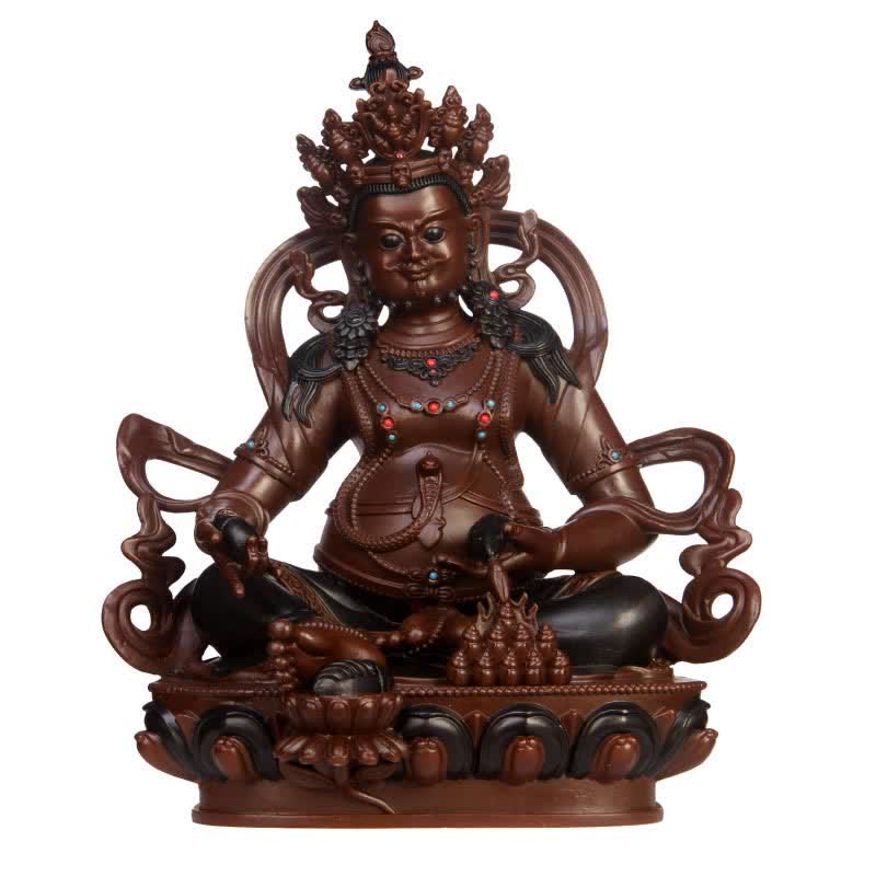 Kompakte Buddha-Statue aus Kupfer | Gelber Jambhala-Bodhisattva, 7 cm