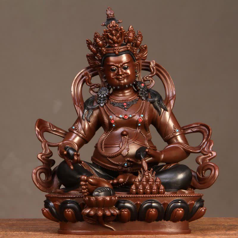 Kompakte Buddha-Statue aus Kupfer | Gelber Jambhala-Bodhisattva, 7 cm