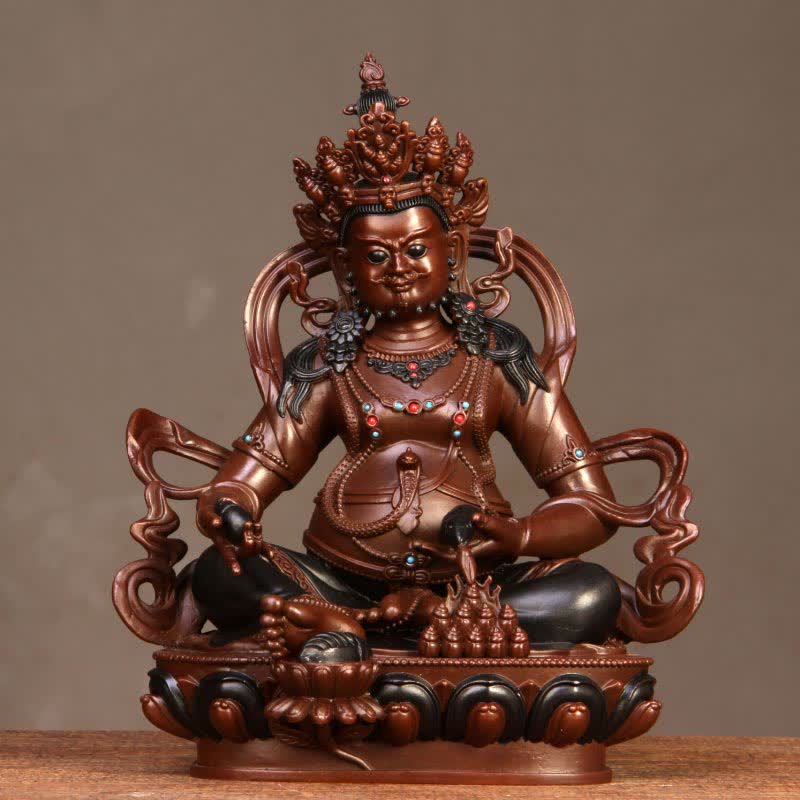 Kompakte Buddha-Statue aus Kupfer | Gelber Jambhala-Bodhisattva, 7 cm