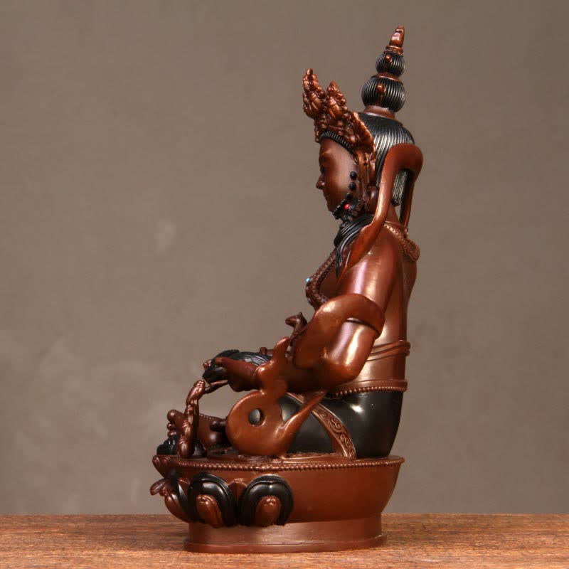 Kompakte Buddha-Statue aus Kupfer | Gelber Jambhala-Bodhisattva, 7 cm