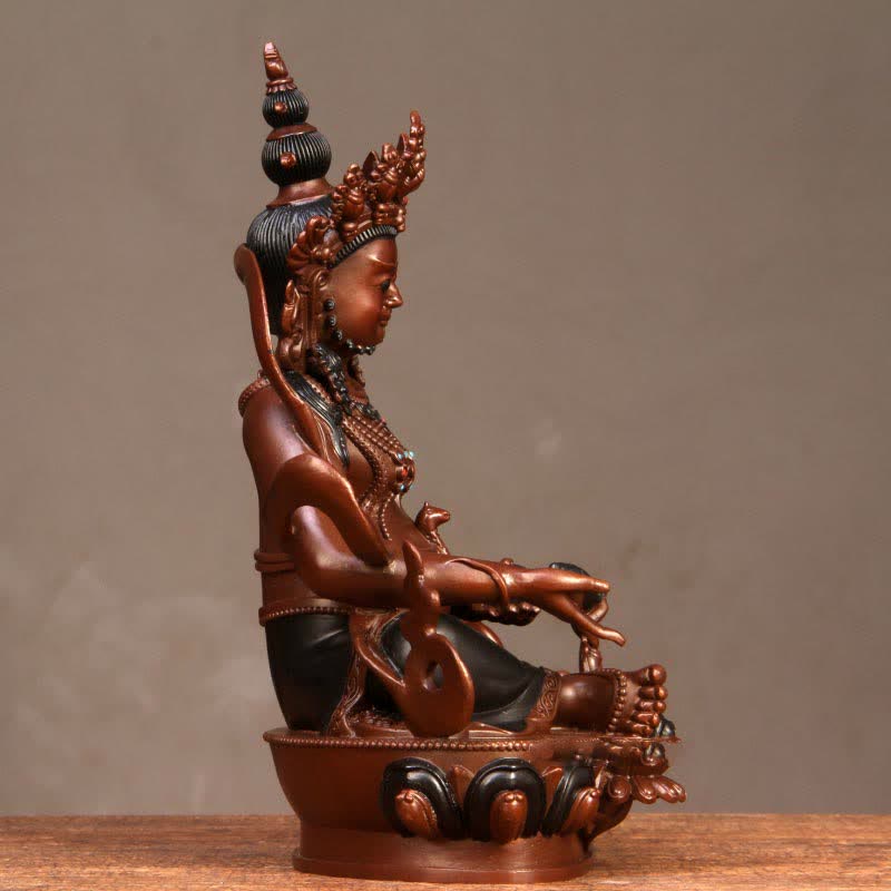 Kompakte Buddha-Statue aus Kupfer | Gelber Jambhala-Bodhisattva, 7 cm