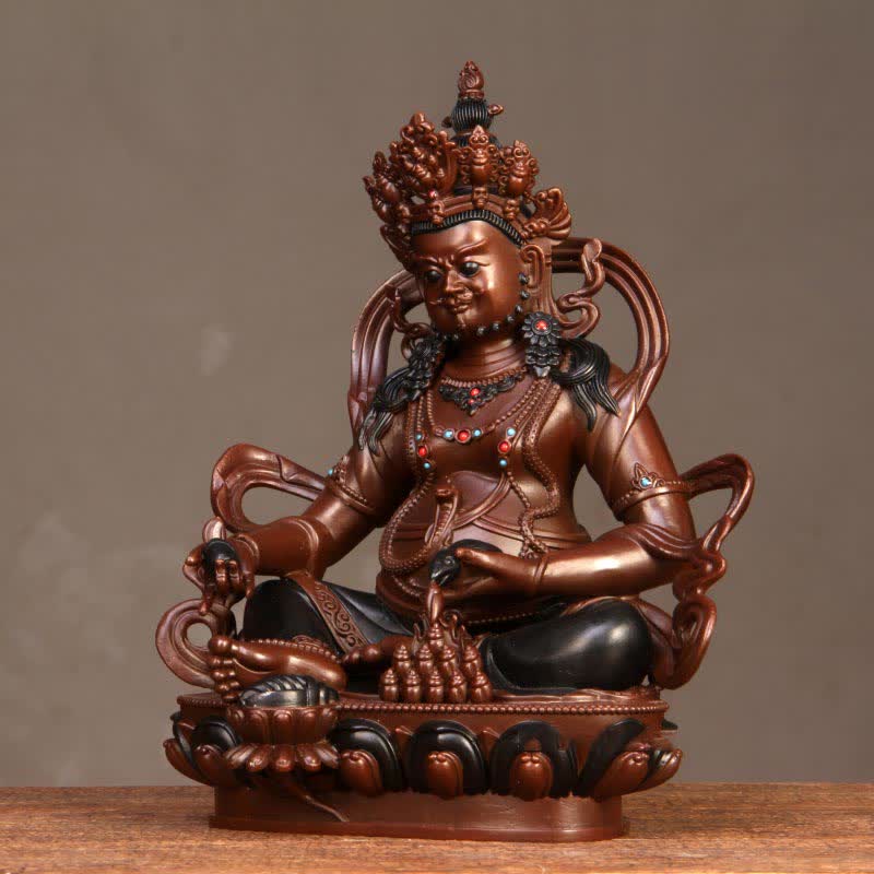 Kompakte Buddha-Statue aus Kupfer | Gelber Jambhala-Bodhisattva, 7 cm