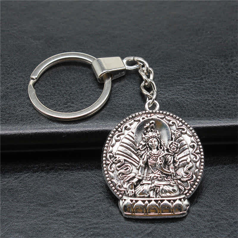 Schlüsselanhänger mit Buddha der Gelassenheit und des Mitgefühls in Bronze oder Silberlegierung