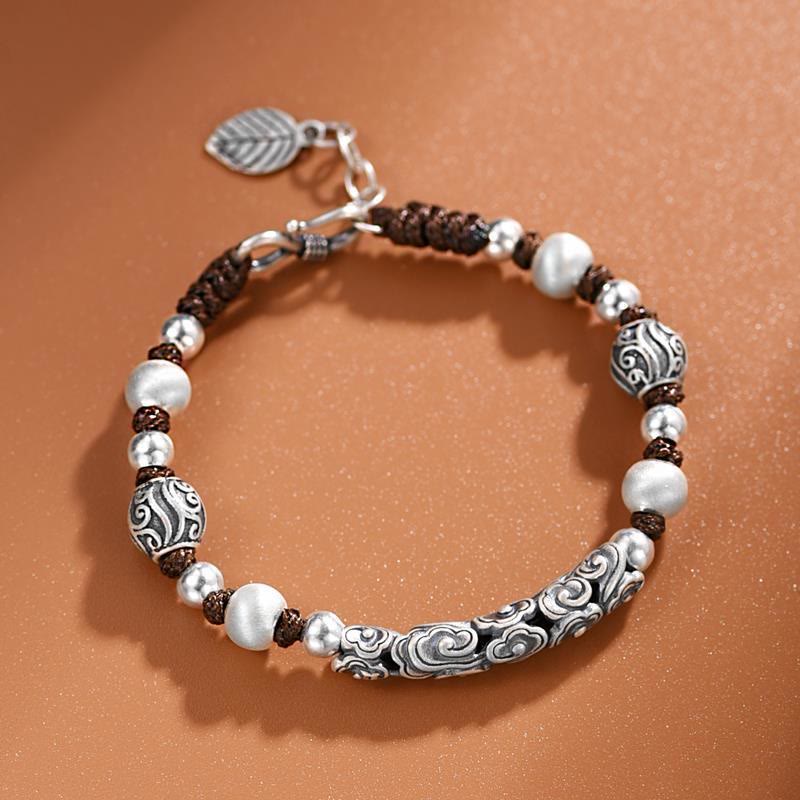Spirituelles Armband „Glücksbringende Wolke“ aus Kupfer und 999 Sterlingsilber