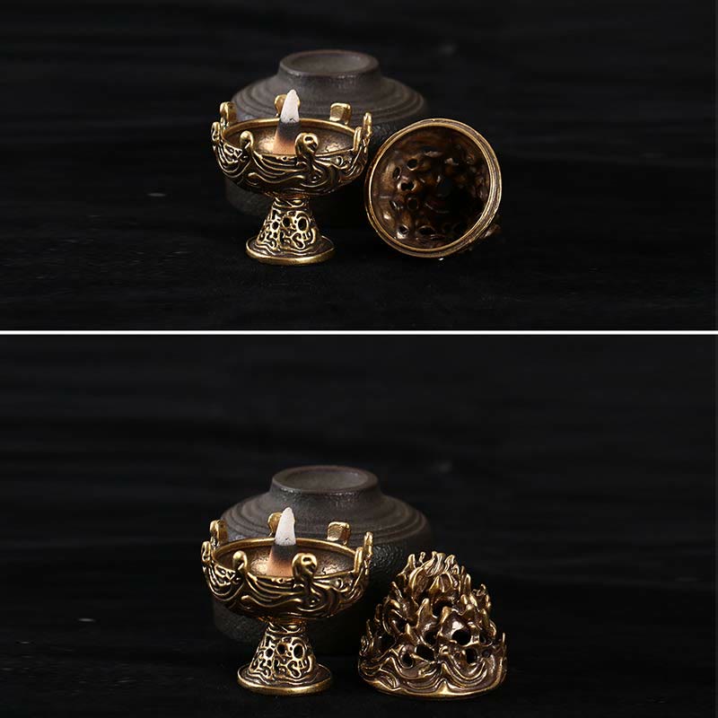 Tibetischer Weihrauchbrenner aus Kupferlegierung, 4,5 cm, Mini-Meditation