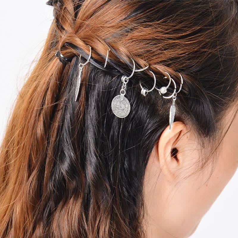 Kupfer Antik Blatt Münzen Perlen Haarnadeln Dekoration Set