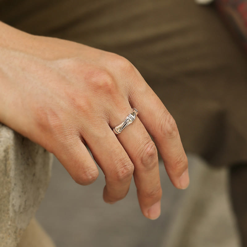 Spiritueller Ring mit Kupfer-Bambus-Design für Glück und Reichtum