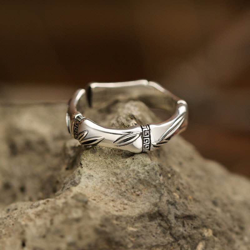 Spiritueller Ring mit Kupfer-Bambus-Design für Glück und Reichtum