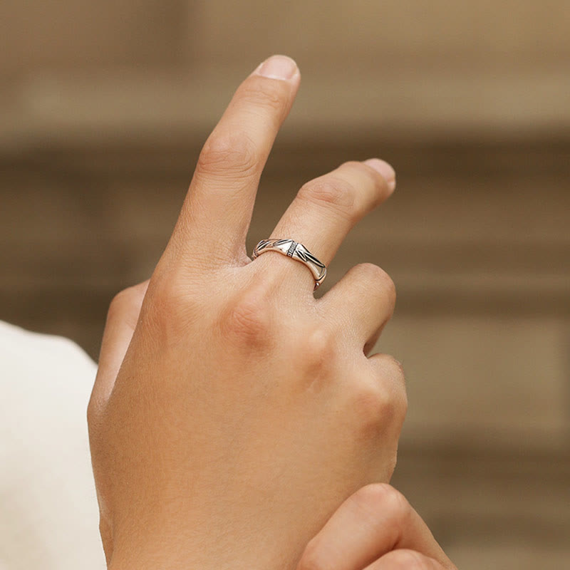 Spiritueller Ring mit Kupfer-Bambus-Design für Glück und Reichtum
