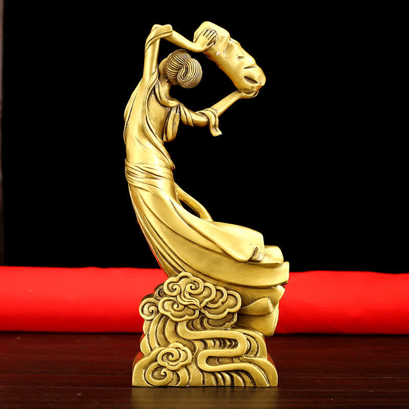 Kupferne Bodhisattva Nuwa Schutzstatue 11x8x27cm