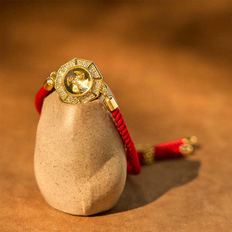 Feng Shui-Armband mit Windmühle aus Kupfer und Messing mit roter Schnur