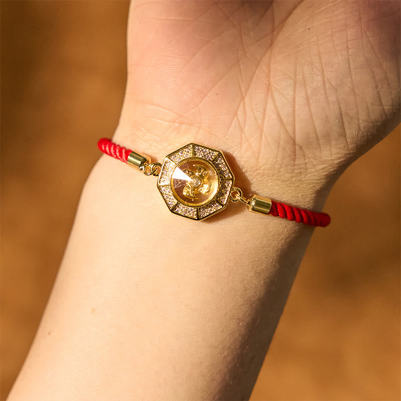 Feng Shui-Armband mit Windmühle aus Kupfer und Messing mit roter Schnur
