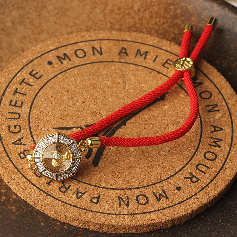 Feng Shui-Armband mit Windmühle aus Kupfer und Messing mit roter Schnur