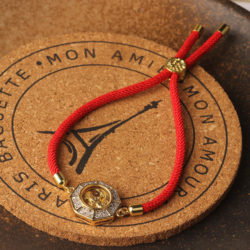 Feng Shui-Armband mit Windmühle aus Kupfer und Messing mit roter Schnur