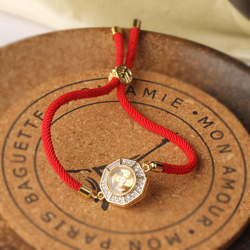 Feng Shui-Armband mit Windmühle aus Kupfer und Messing mit roter Schnur