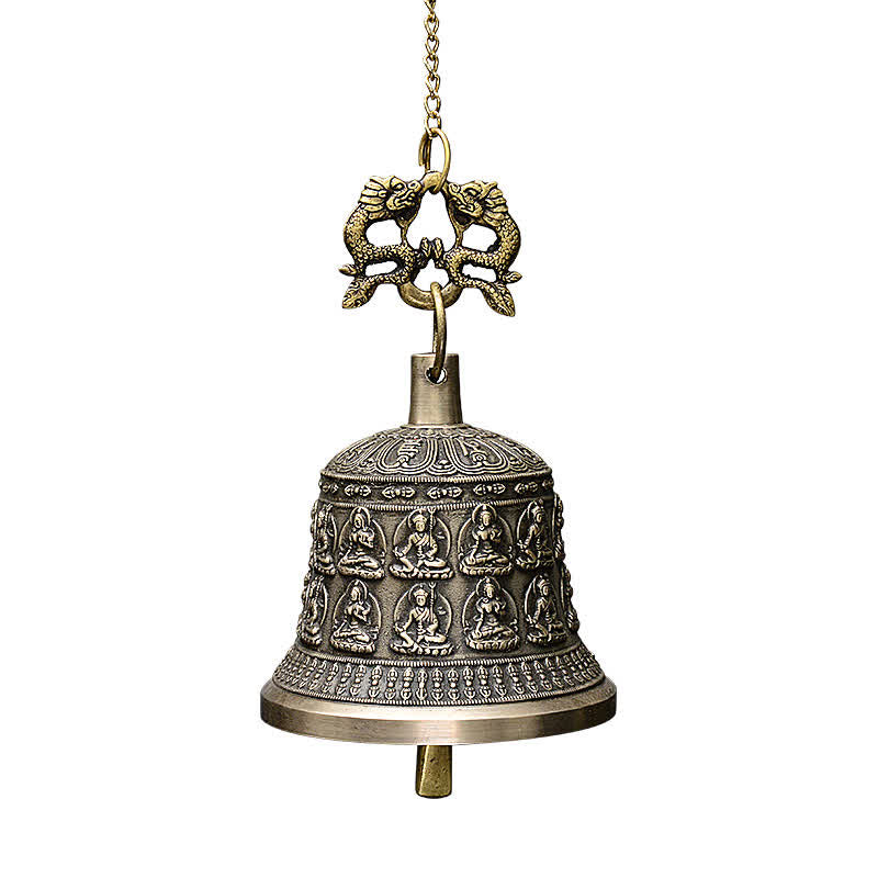 Kupfer Buddha Drachen Windspiel Glocke 15,5x20,5 cm Zen Decor