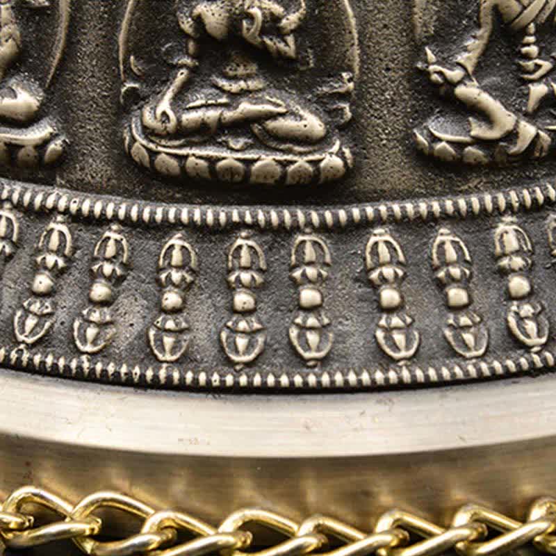 Kupfer Buddha Drachen Windspiel Glocke 15,5x20,5 cm Zen Decor