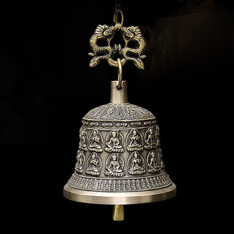 Kupfer Buddha Drachen Windspiel Glocke 15,5x20,5 cm Zen Decor
