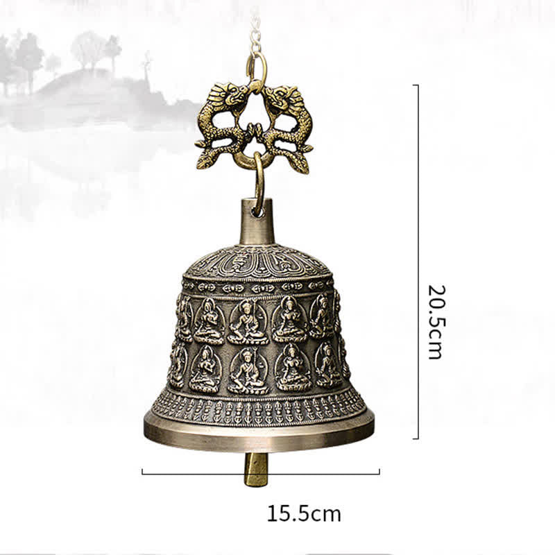 Kupfer Buddha Drachen Windspiel Glocke 15,5x20,5 cm Zen Decor
