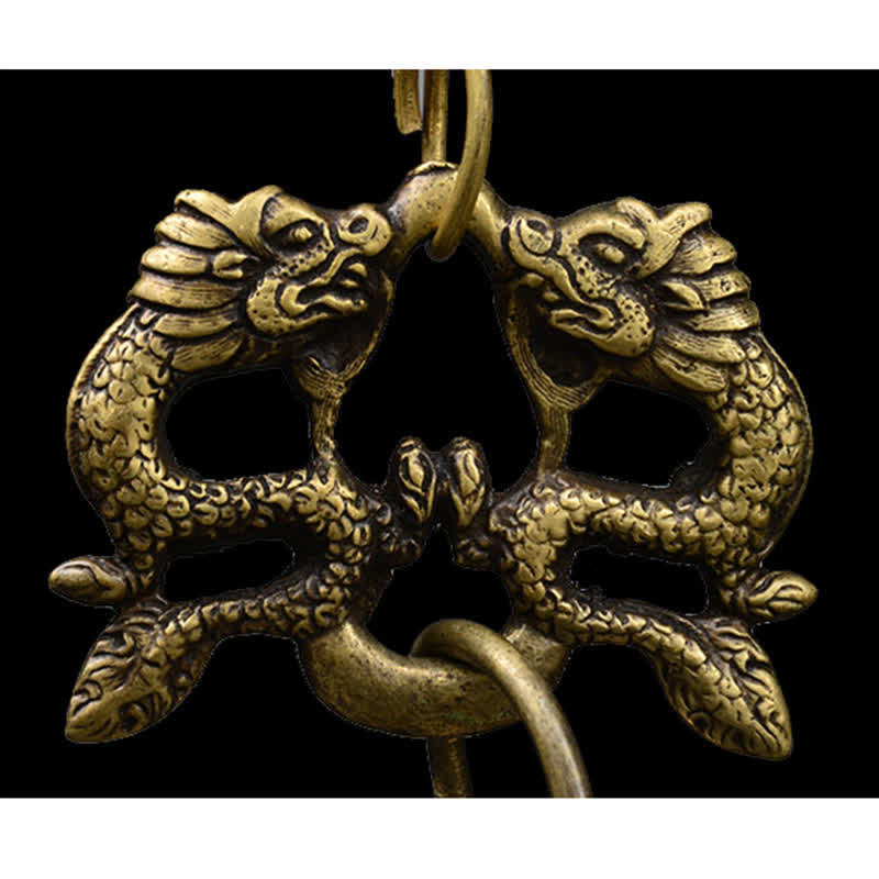 Kupfer Buddha Drachen Windspiel Glocke 15,5x20,5 cm Zen Decor