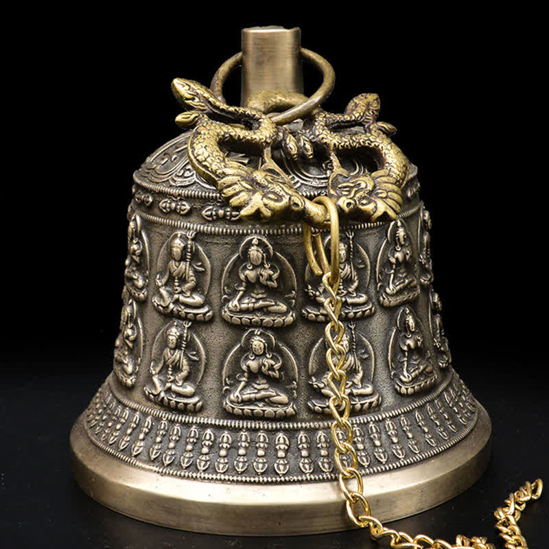 Kupfer Buddha Drachen Windspiel Glocke 15,5x20,5 cm Zen Decor