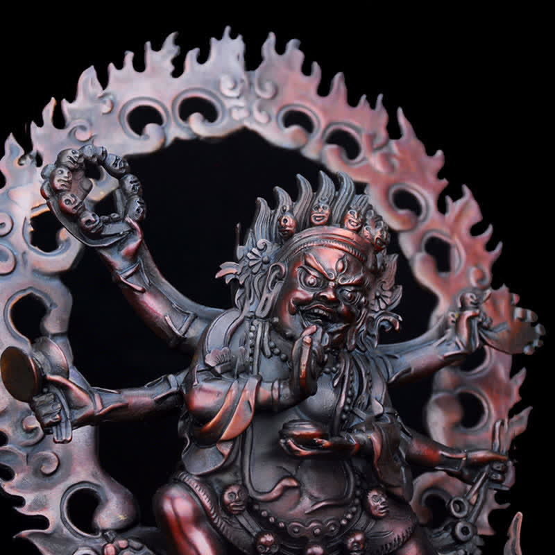 Kupfer Buddha Statue Mahakala Bodhisattva Mitgefühl Figur