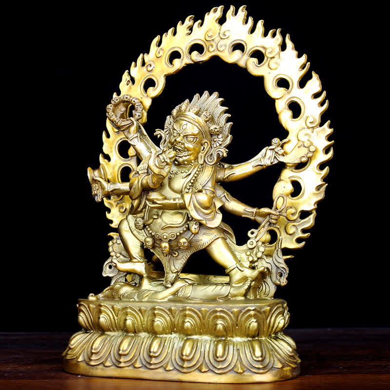 Kupfer Buddha Statue Mahakala Bodhisattva Mitgefühl Figur