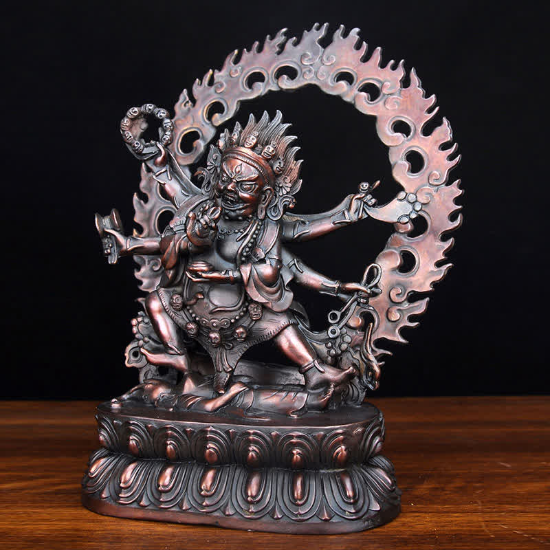 Kupfer Buddha Statue Mahakala Bodhisattva Mitgefühl Figur