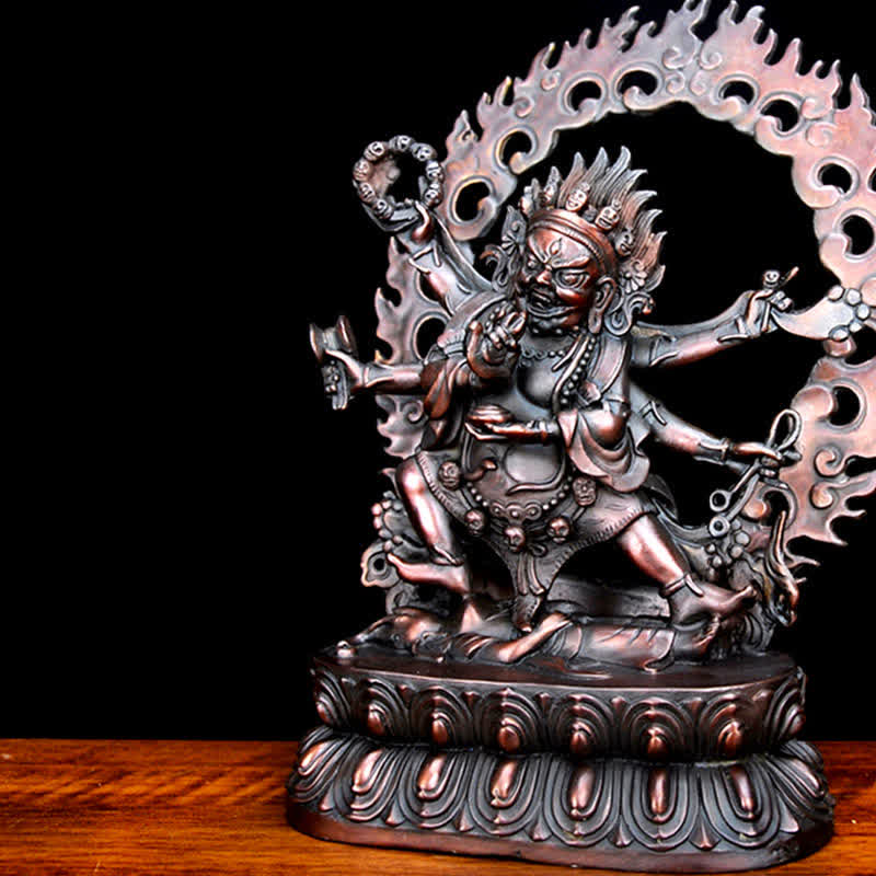 Kupfer Buddha Statue Mahakala Bodhisattva Mitgefühl Figur