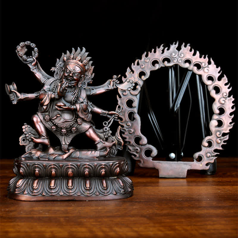 Kupfer Buddha Statue Mahakala Bodhisattva Mitgefühl Figur