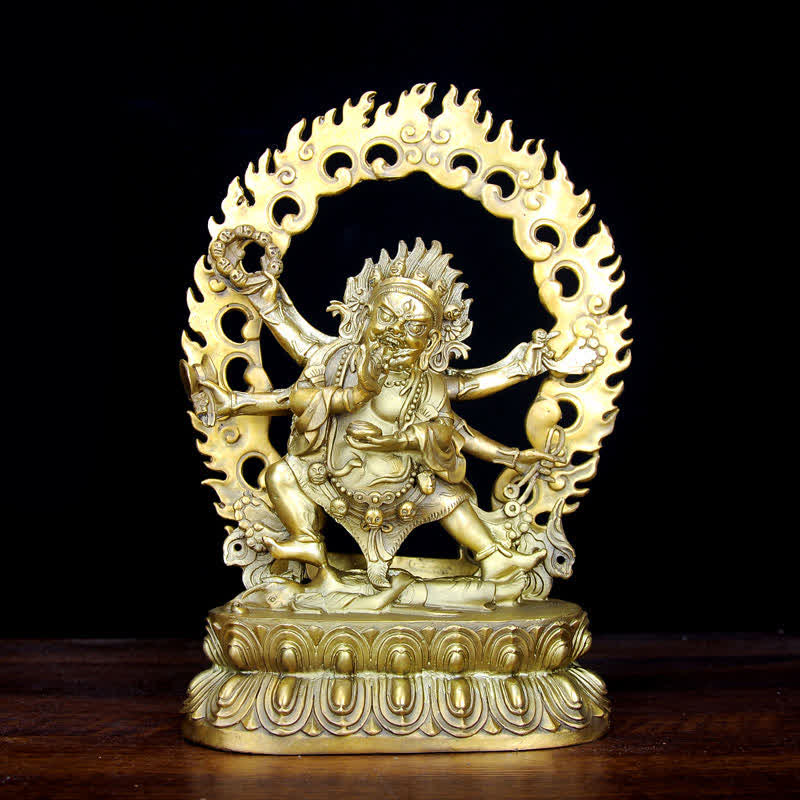 Kupfer Buddha Statue Mahakala Bodhisattva Mitgefühl Figur
