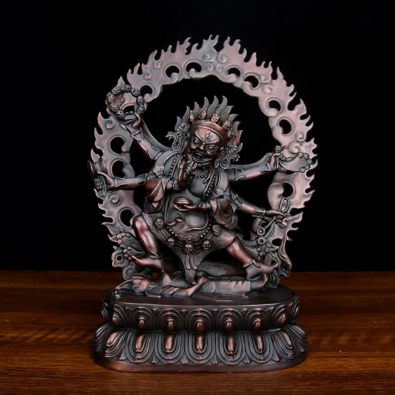 Kupfer Buddha Statue Mahakala Bodhisattva Mitgefühl Figur