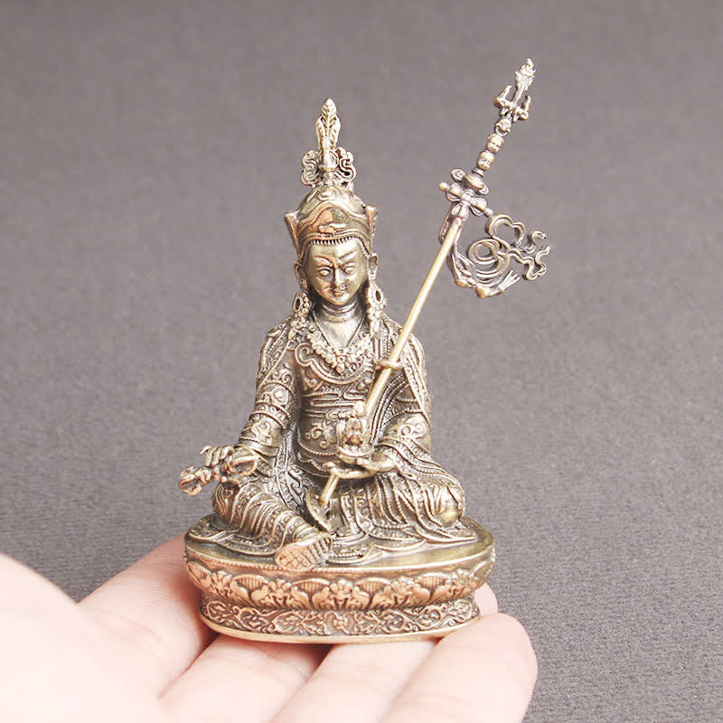 Kupfer Buddha Statue Padmasambhava Gelassenheit Figur 41x66mm