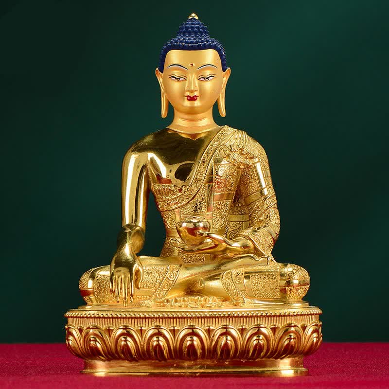 Kupfer Buddha Statue Shakyamuni Figur 16,5 cm Erleuchtung
