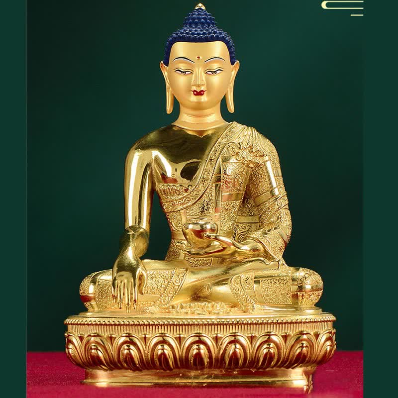 Kupfer Buddha Statue Shakyamuni Figur 16,5 cm Erleuchtung