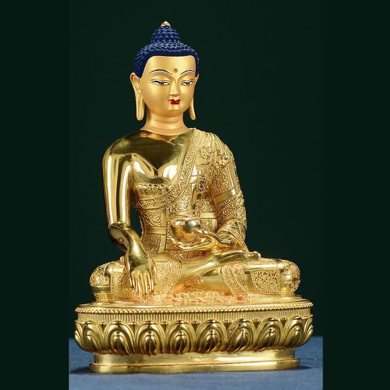 Kupfer Buddha Statue Shakyamuni Figur 16,5 cm Erleuchtung